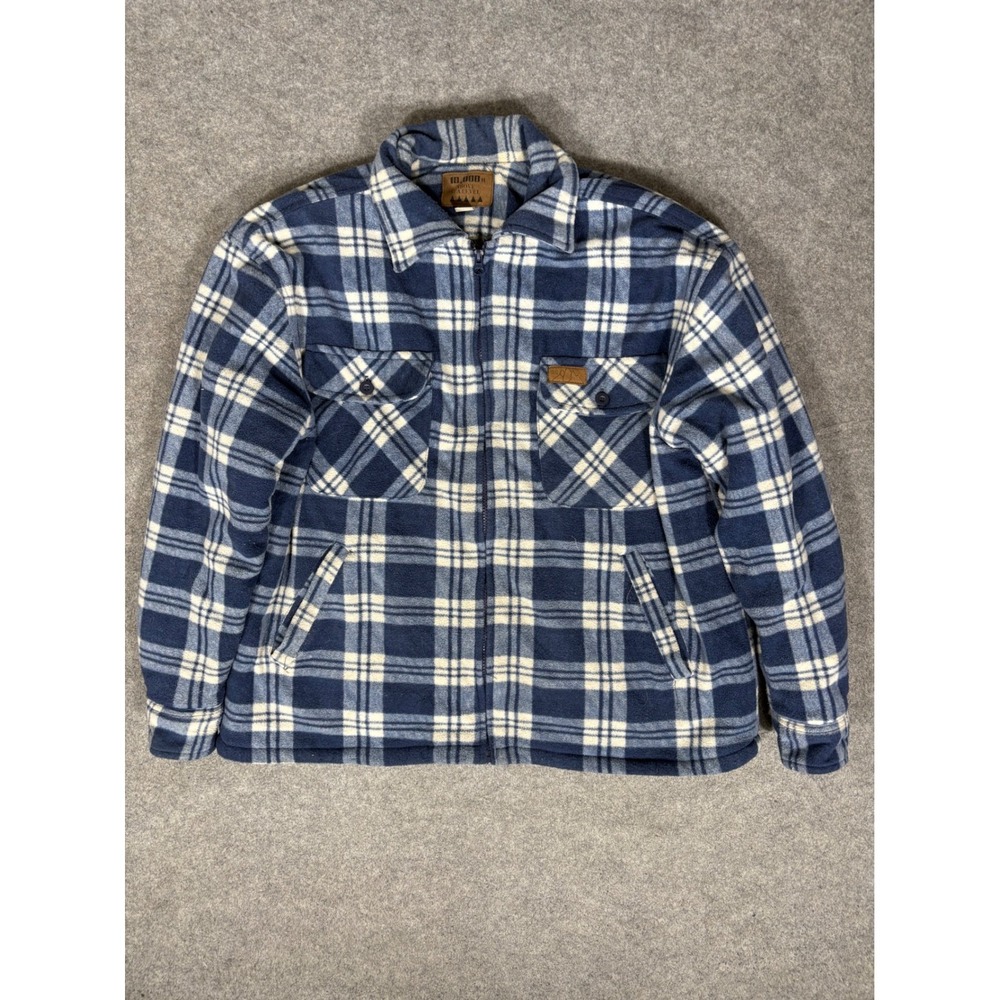 10,000 ft Above‎ Sea Level Mens Blue Plaid Sherpa Lined Fleece Zip Jacket Large